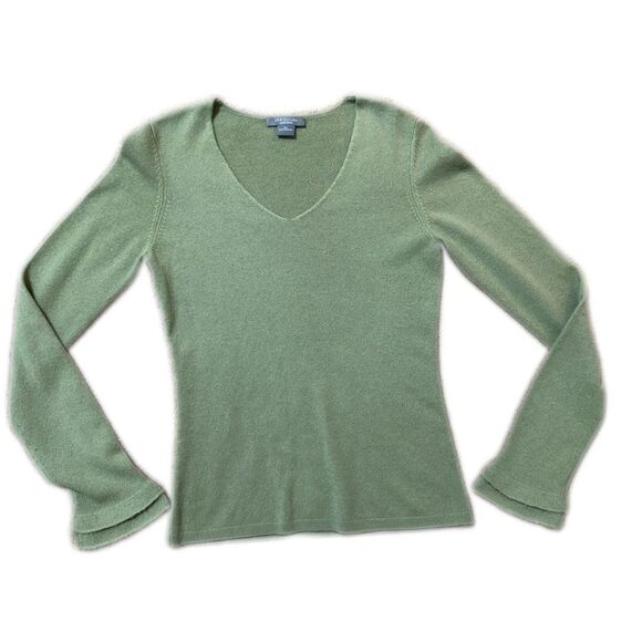 Ann Taylor Olive 100% Cashmere V-Neck Top - Picture 1 of 4